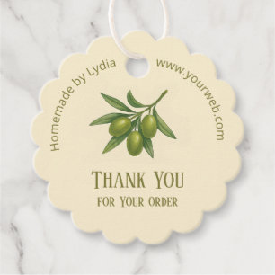 Étiquettes Cadeau Merci d'affaires personnalisé rond avec olives