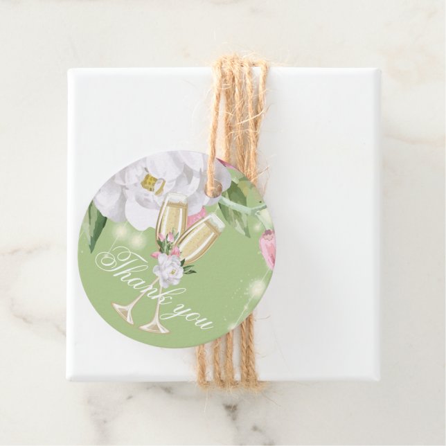 Étiquettes Cadeau Merci d'anniversaire de Champagne de luxe (En situation)