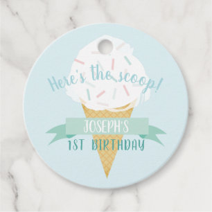 Étiquettes Cadeau Merci d'anniversaire de la crème glacée Turquoise
