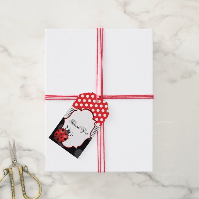 Étiquettes-cadeau Merci d'anniversaire de Ladybug (Avec de la ficelle)