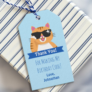 Étiquettes-cadeau Merci d'anniversaire de l'enfant chatte drôle mign