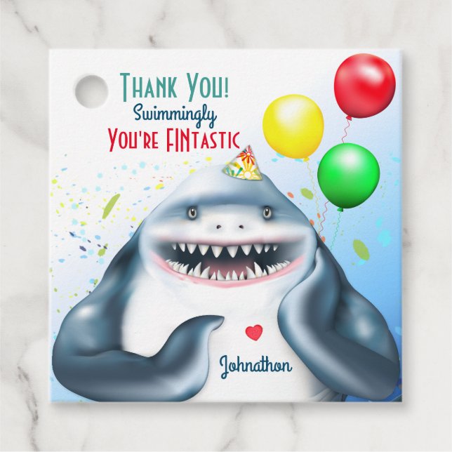 Étiquettes Cadeau Merci d'anniversaire des requins