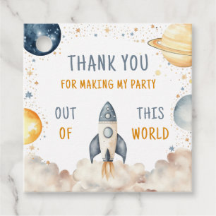 Étiquettes Cadeau Merci d'anniversaire du garçon spatial
