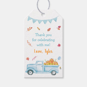 Étiquettes-cadeau Merci d'anniversaire du petit camion Citrouille