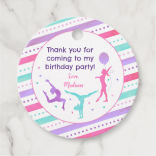Étiquettes Cadeau Merci d'anniversaire Gymnastique Tags favoris Cade