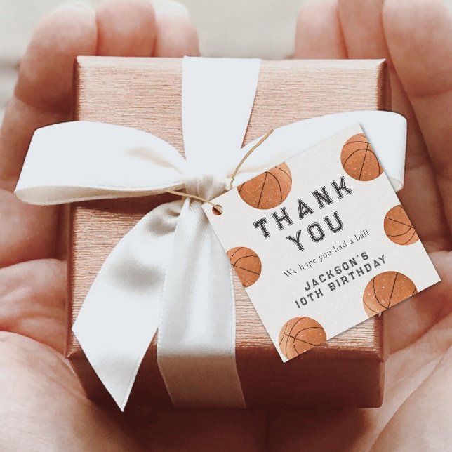 Étiquettes Cadeau Merci d'anniversaire moderne du garçon de basket (Créateur téléchargé)