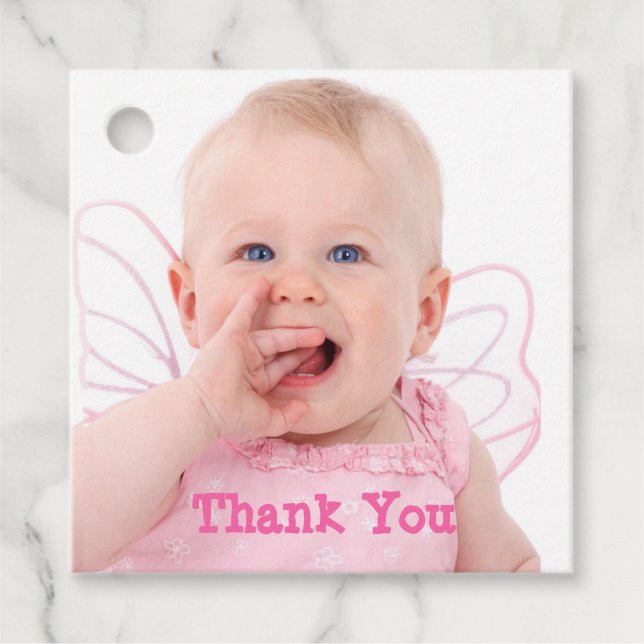 Étiquettes Cadeau Merci d'anniversaire personnalisé pour bébé fille (Devant)