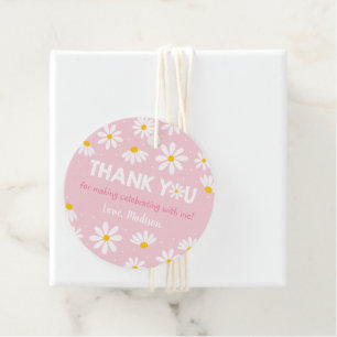 Étiquettes Cadeau Merci d'anniversaire rose Daisy