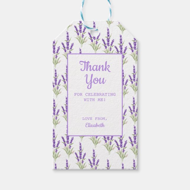 Étiquettes-cadeau Merci d'Anniversaire Violet Lavande (Devant)