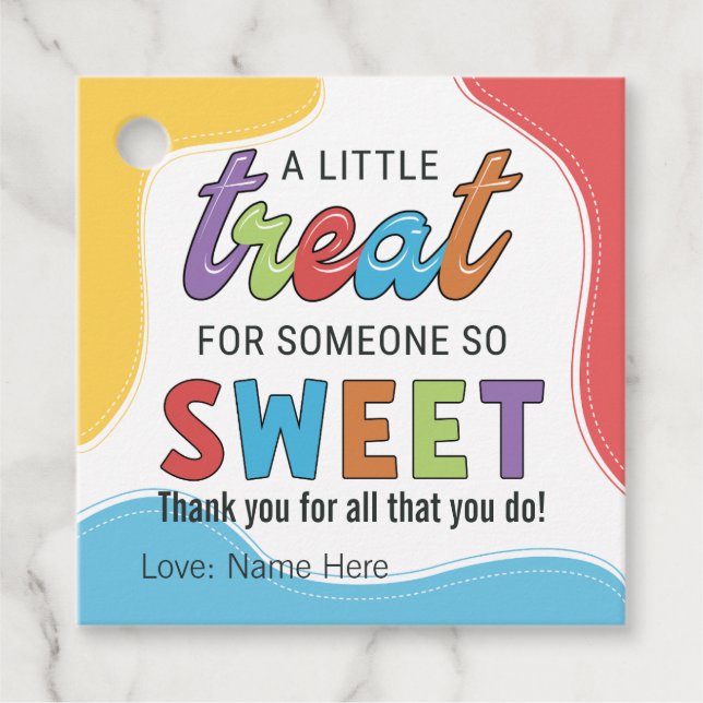 Étiquettes Cadeau Merci d'appréciation coloré pour une personne douc (Devant)