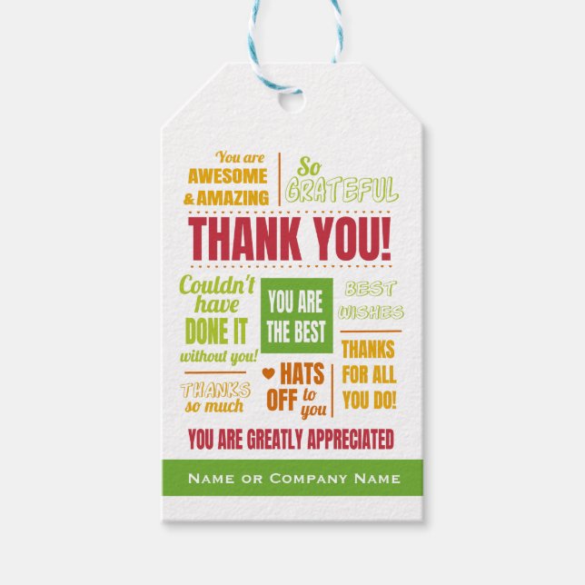 Étiquettes-cadeau Merci d'appréciation du personnel d'affaires (Devant)