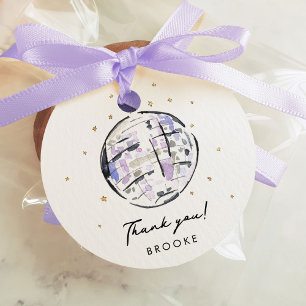 Étiquettes Cadeau Merci d'aquarelle à bille disco étoilée