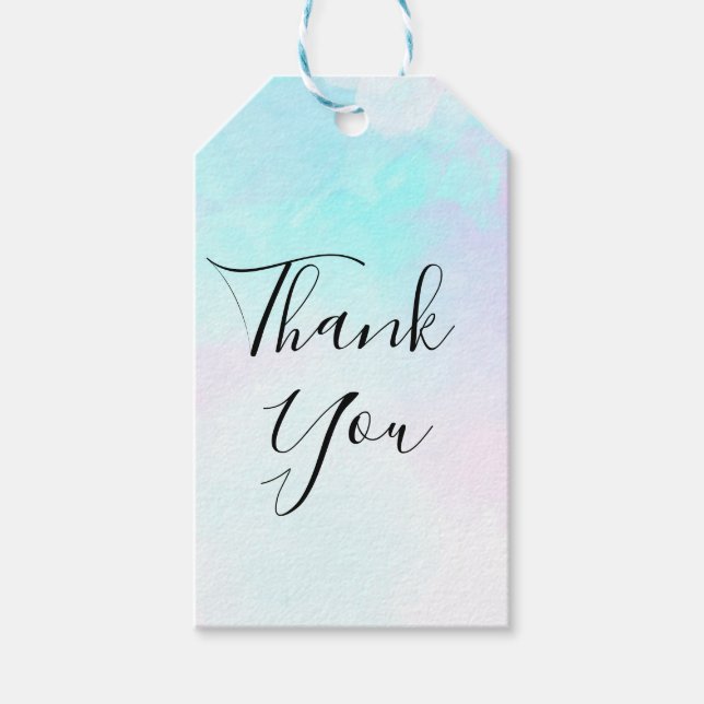 Étiquettes-cadeau Merci d'aquarelle bleu et violet Abstrait moderne (Devant)