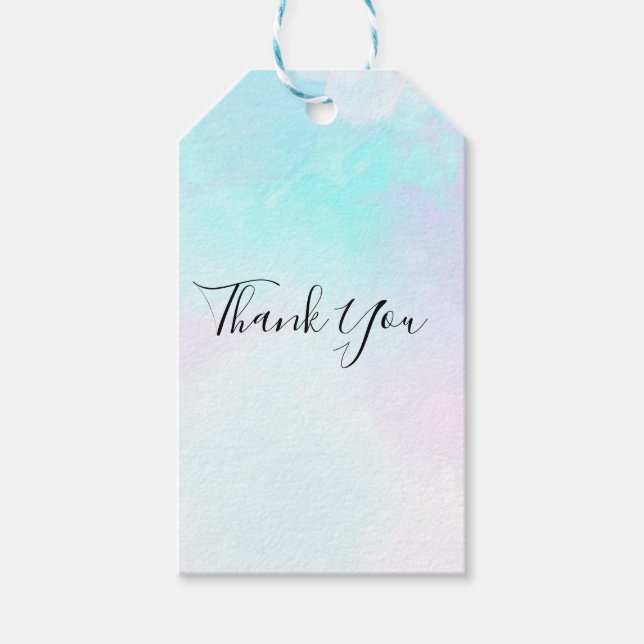 Étiquettes-cadeau Merci d'aquarelle bleu et violet Abstrait moderne (Devant)