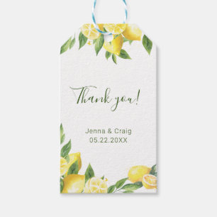 Étiquettes-cadeau Merci d'aquarelle citron