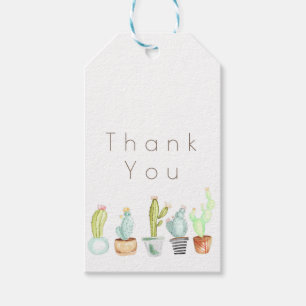 Étiquettes-cadeau Merci d'aquarelle du jardin   de cactus
