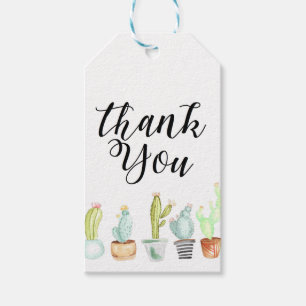 Étiquettes-cadeau Merci d'aquarelle du jardin de cactus