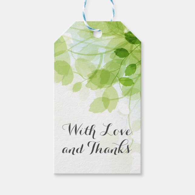 Étiquettes-cadeau Merci d'aquarelle Feuille de printemps (Devant)