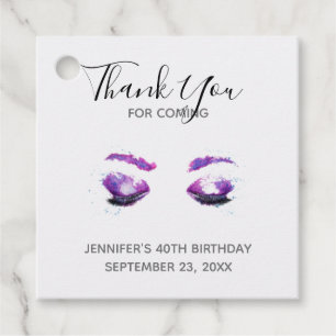 Étiquettes Cadeau Merci d'aquarelle violet glamour aux yeux et aux b