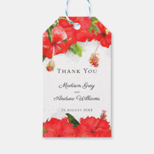 Étiquettes-cadeau Merci d'art de l'Hibiscus rouge exotique