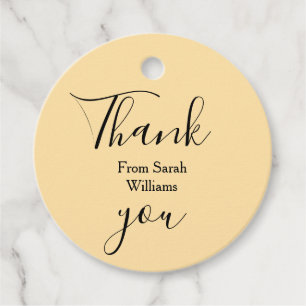 Étiquettes Cadeau Merci de ajouter nom pastel jaune bohème mariage