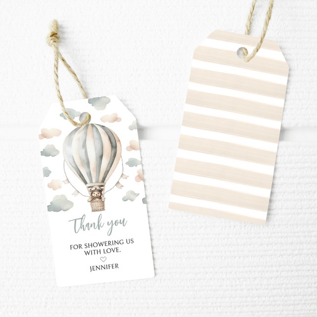 Étiquettes-cadeau Merci de Baby shower à ballon à oreille en peluche (Créateur téléchargé)