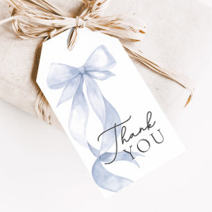 Étiquettes-cadeau Merci de Baby shower à cou bleu préféré