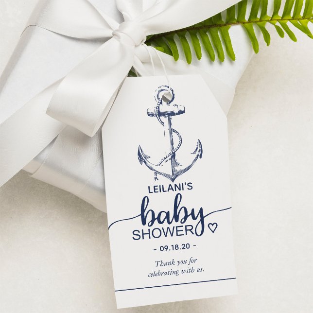 Étiquettes-cadeau Merci de Baby shower Ancre de la marine nautique (Créateur téléchargé)
