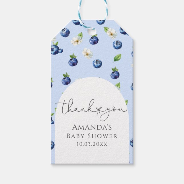 Étiquettes-cadeau Merci de Baby shower Berry Sweet Blueberry (Devant)