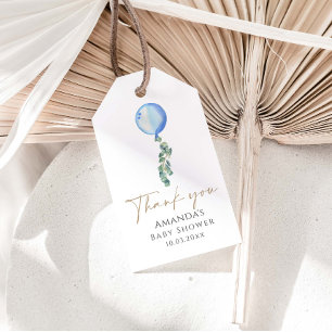 Étiquettes-cadeau Merci de Baby shower bleu Eucalyptus
