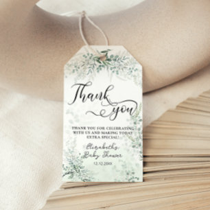 Étiquettes-cadeau Merci de Baby shower Boho Foliage verdoyant