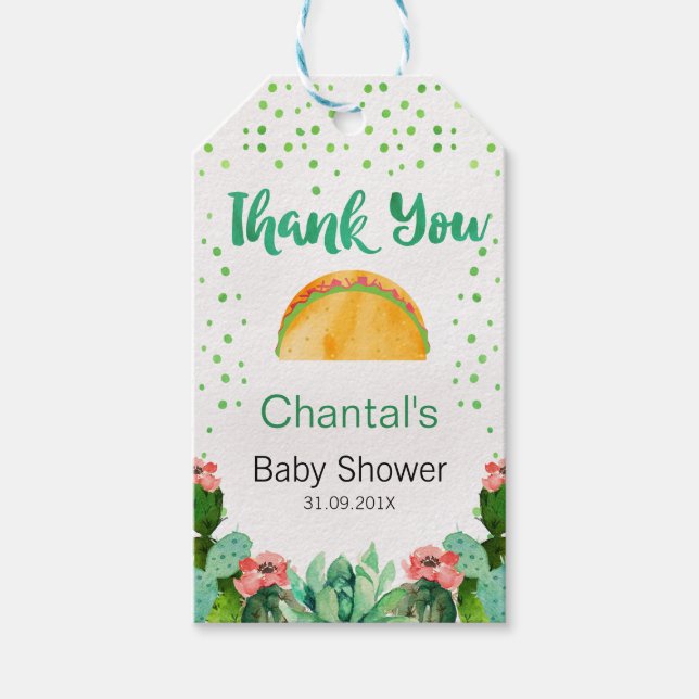 Étiquettes-cadeau Merci de Baby shower Cactus Taco Favoris (Devant)