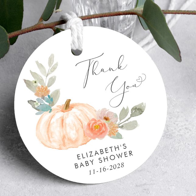 Étiquettes Cadeau Merci de Baby shower citrouille (Créateur téléchargé)
