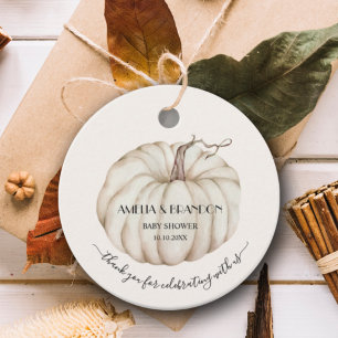 Étiquettes Cadeau Merci de Baby shower Citrouille blanc