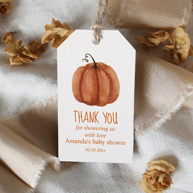 Étiquettes-cadeau Merci de Baby shower Citrouille orange brûlé (Créateur téléchargé)