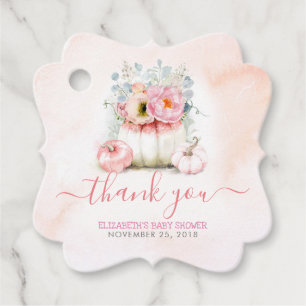 Étiquettes Cadeau Merci de Baby shower Citrouille rose pâle