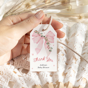 Étiquettes-cadeau Merci de Baby shower de cabot rose fraise