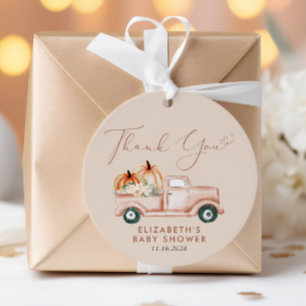 Étiquettes Cadeau Merci de Baby shower de camion Citrouille mignon
