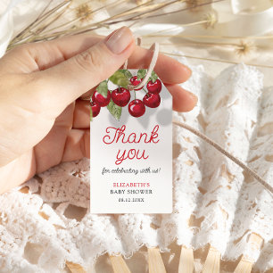 Étiquettes-cadeau Merci de Baby shower de cerise d'aquarelle
