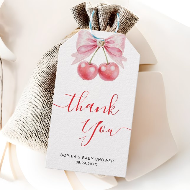 Étiquettes-cadeau Merci de Baby shower de cerise doux Favoriser (Créateur téléchargé)