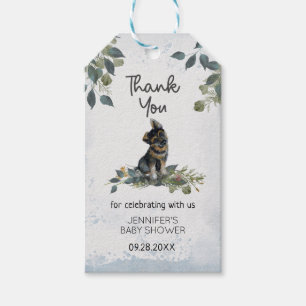 Étiquettes-cadeau Merci de Baby shower de chiot botanique