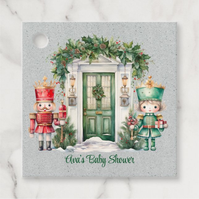 Étiquettes Cadeau Merci de Baby shower de craquelins rouge et vert (Devant)