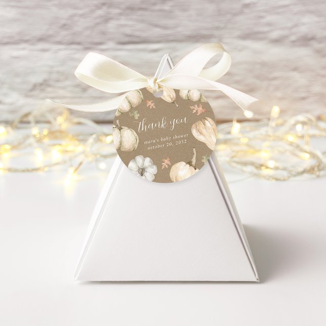 Étiquettes Cadeau Merci de Baby shower de la chute des Citrouilles r (Créateur téléchargé)