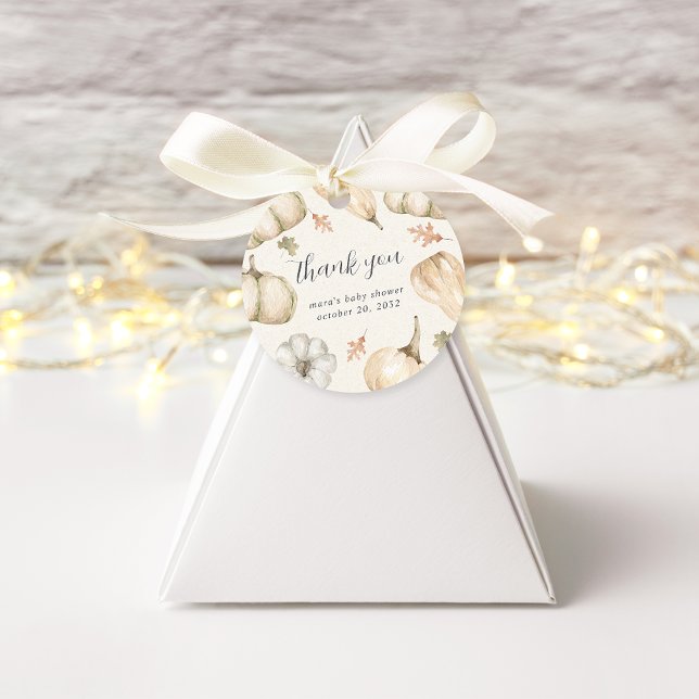 Étiquettes Cadeau Merci de Baby shower de la chute des Citrouilles r (Créateur téléchargé)