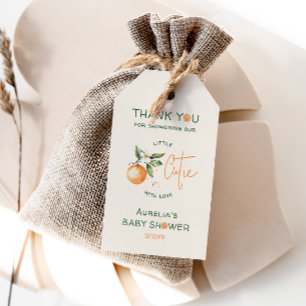 Étiquettes-cadeau Merci de Baby shower de la Petite Cutie Orange Cit
