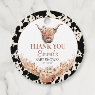 Étiquettes Cadeau Merci de Baby shower de la vache florale Boho
