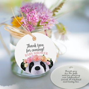 Étiquettes Cadeau Merci de Baby shower de l'ours Panda Floral