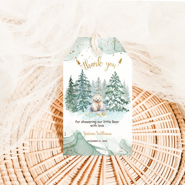 Étiquettes-cadeau Merci de Baby shower de petit ours polaire (Créateur téléchargé)