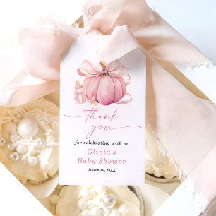 Étiquettes-cadeau Merci de Baby shower de petite Citrouille rose