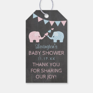 Étiquettes-cadeau Merci de baby shower d'éléphants de garçon jume